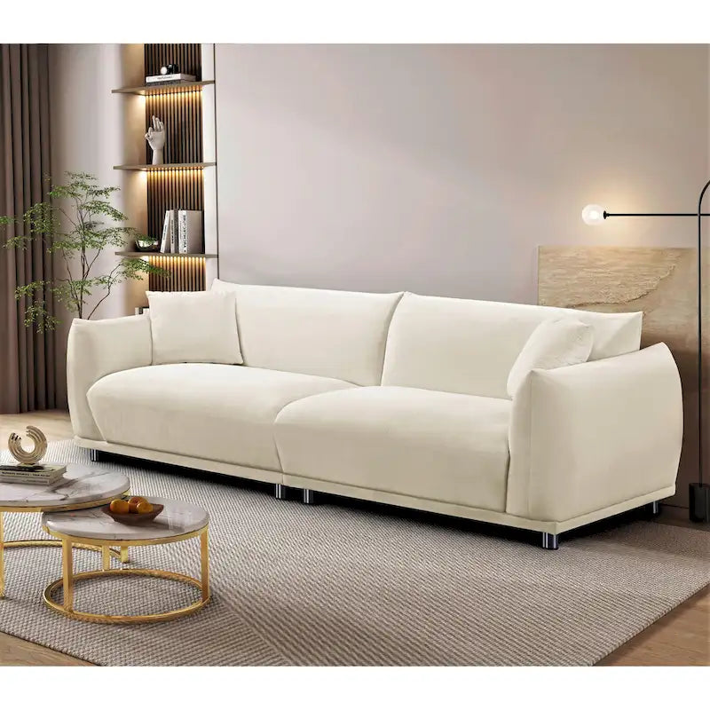 Modern Velvet Sofa with Metal Legs Deep Teal Foam Cushion Seat