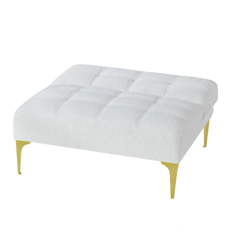 Teddy Fabric Armless Accent Chair with Gold Metal Legs and Toss Pillow