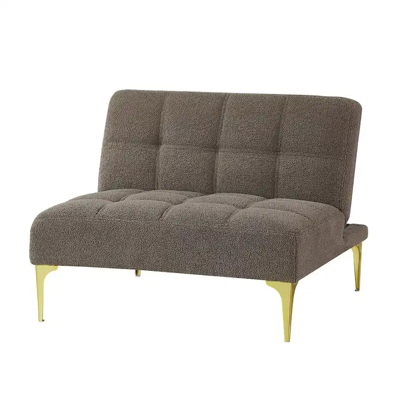 Teddy Fabric Armless Accent Chair with Gold Metal Legs and Toss Pillow