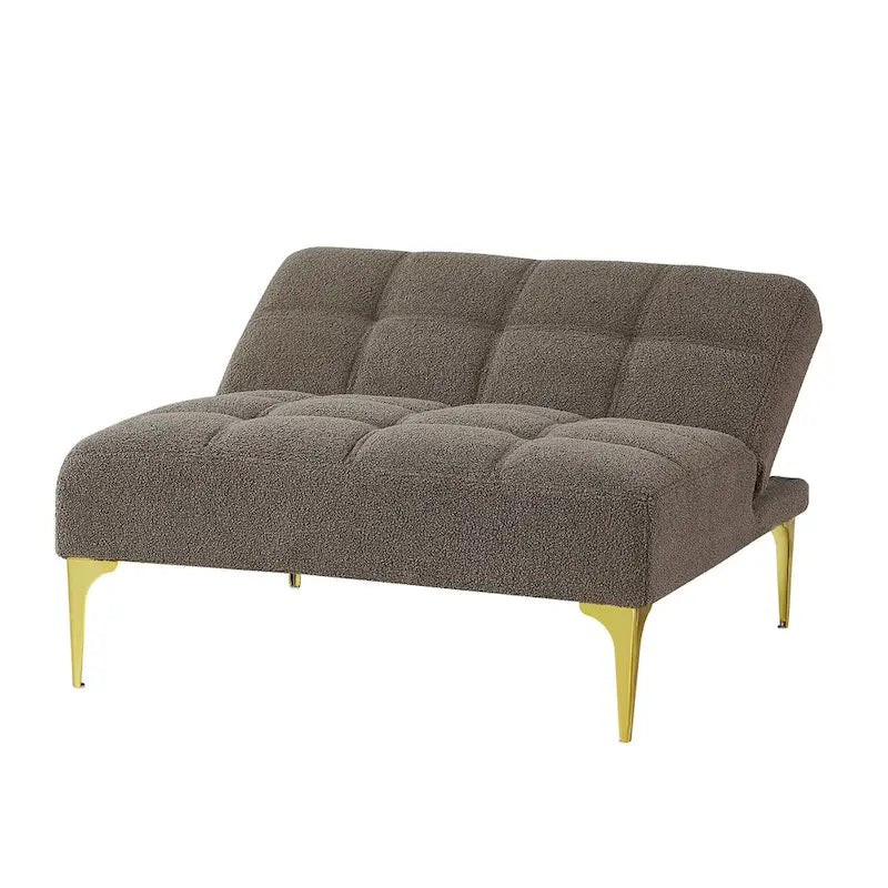 Teddy Fabric Armless Accent Chair with Gold Metal Legs and Toss Pillow