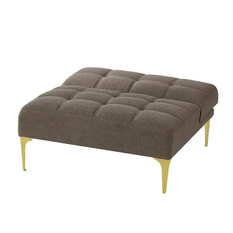 Teddy Fabric Armless Accent Chair with Gold Metal Legs and Toss Pillow