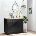 Modern Buffet Sideboard Cabinet with Adjustable Shelves and Drawers Black