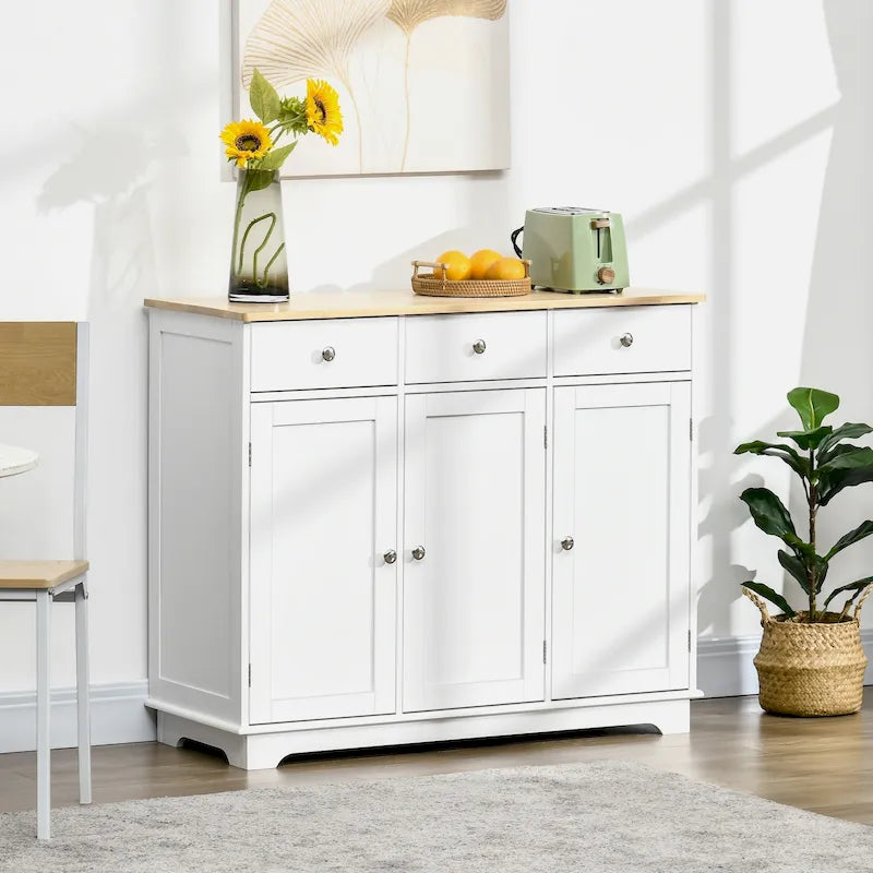 Modern Buffet Sideboard Cabinet with Adjustable Shelves and Drawers Black
