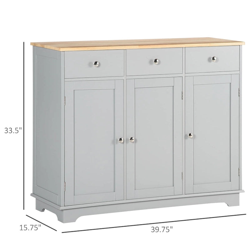 Modern Buffet Sideboard Cabinet with Adjustable Shelves and Drawers Black