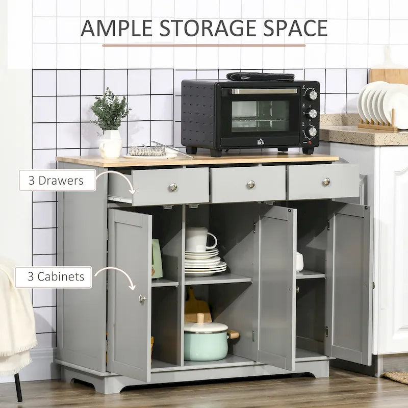 Modern Buffet Sideboard Cabinet with Adjustable Shelves and Drawers Black