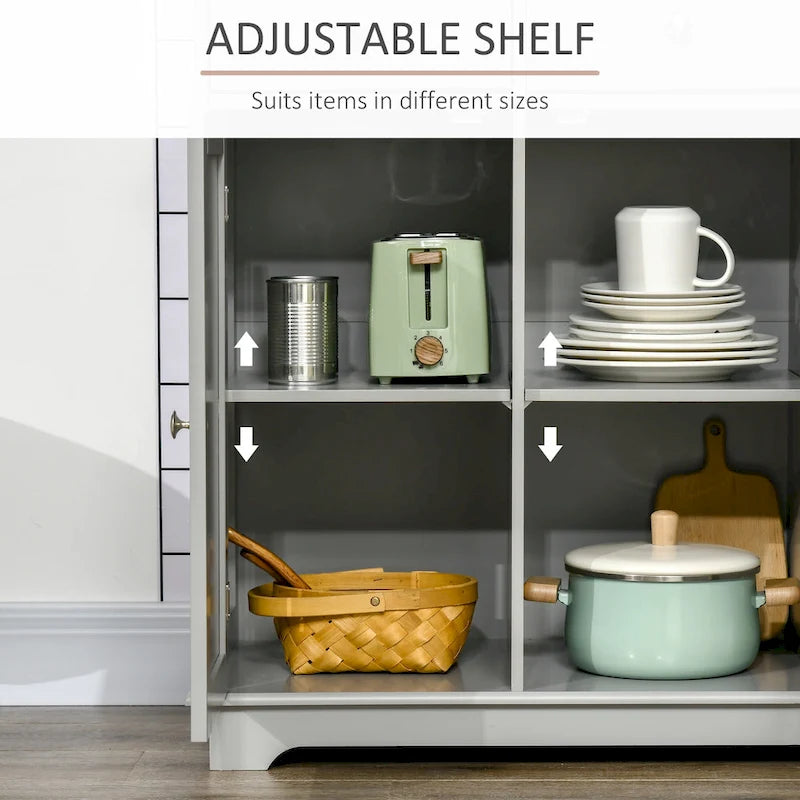 Modern Buffet Sideboard Cabinet with Adjustable Shelves and Drawers Black