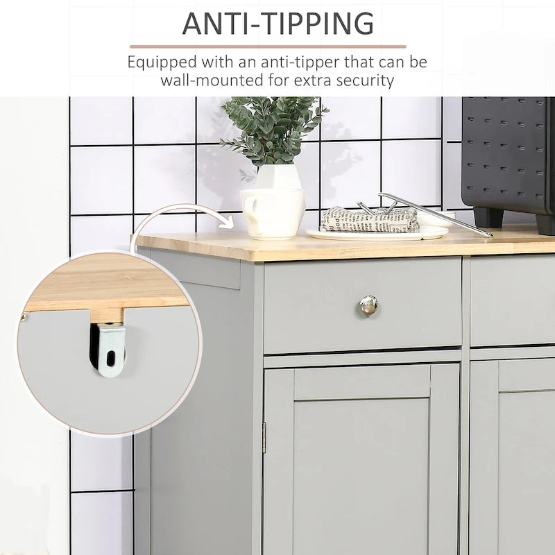 Modern Buffet Sideboard Cabinet with Adjustable Shelves and Drawers Black