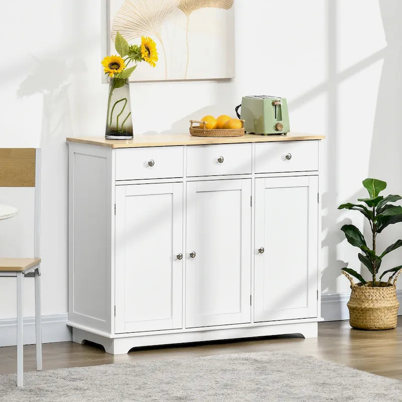 Modern Buffet Sideboard Cabinet with Adjustable Shelves and Drawers Black