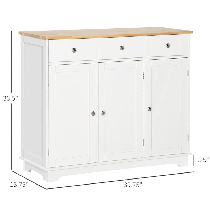 Modern Buffet Sideboard Cabinet with Adjustable Shelves and Drawers Black