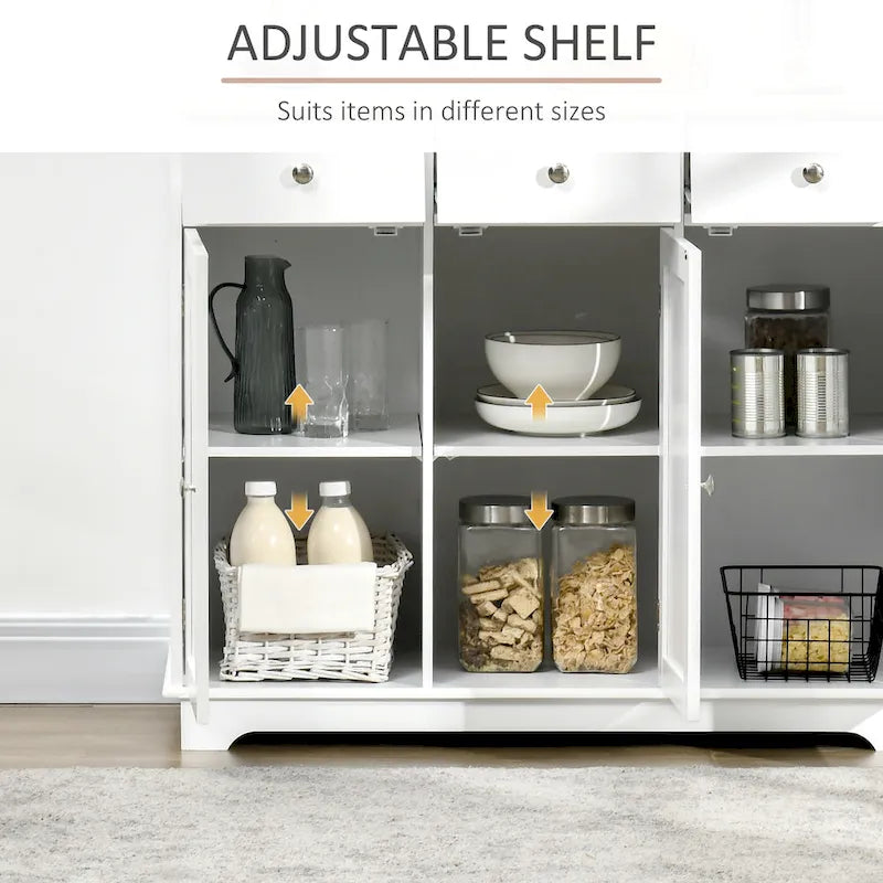 Modern Buffet Sideboard Cabinet with Adjustable Shelves and Drawers Black