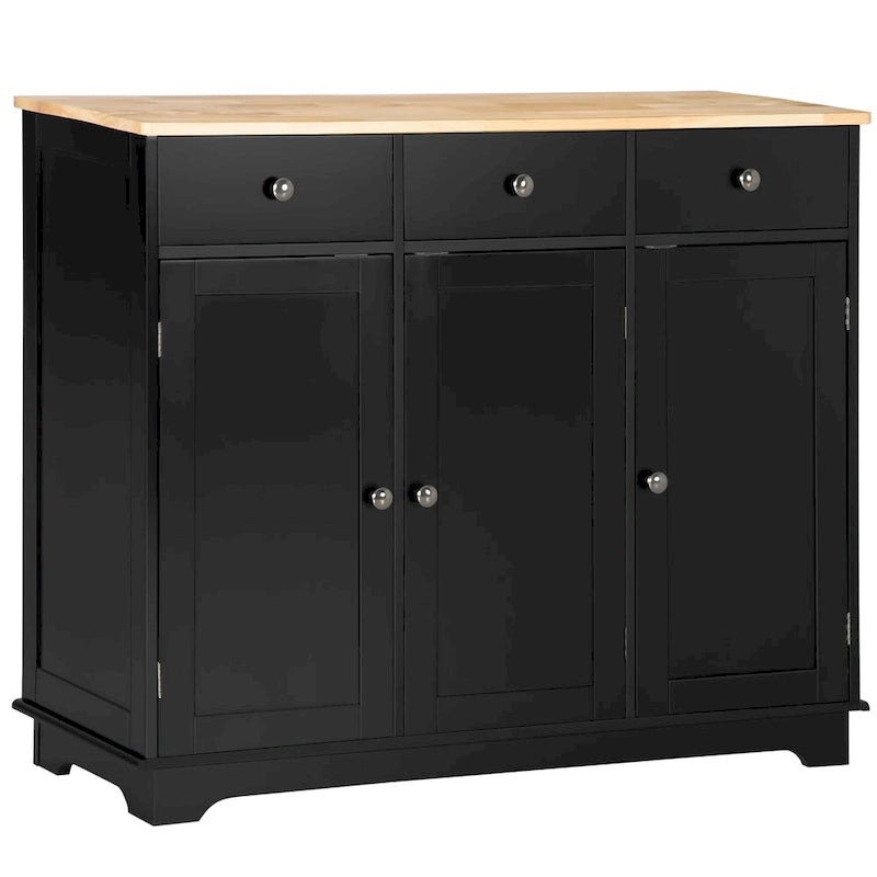 Modern Buffet Sideboard Cabinet with Adjustable Shelves and Drawers Black