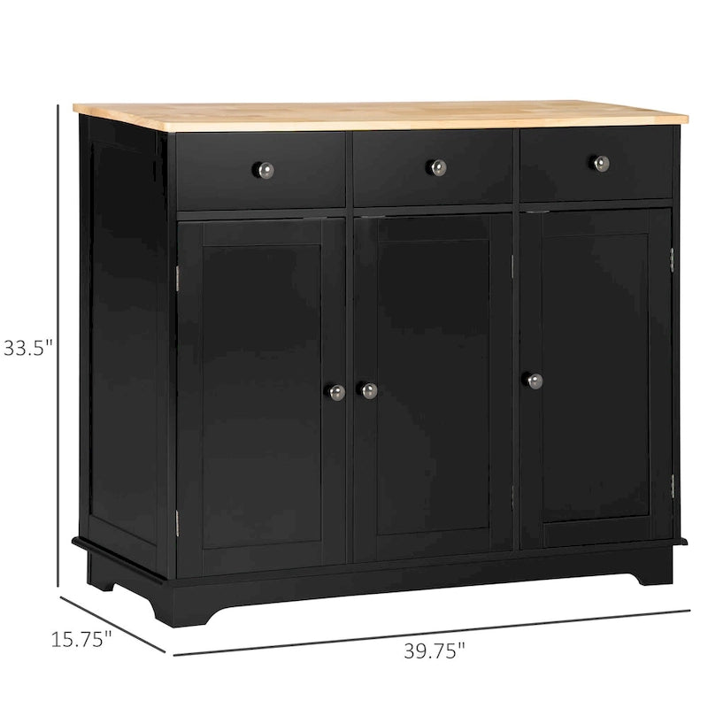 Modern Buffet Sideboard Cabinet with Adjustable Shelves and Drawers Black
