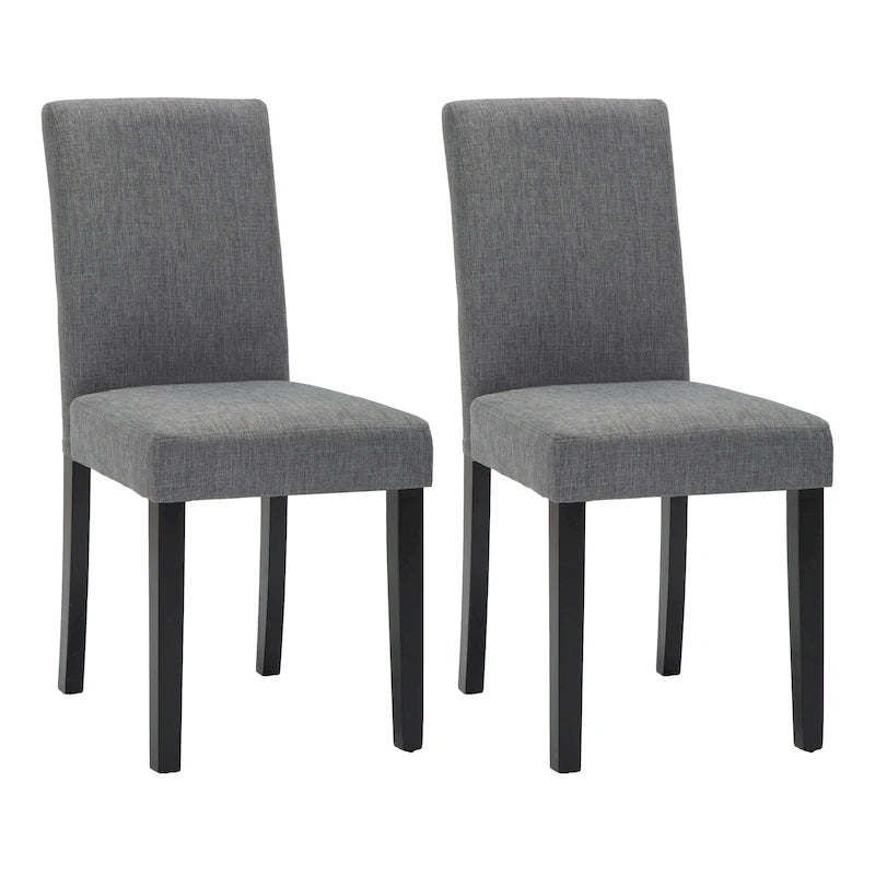 Upholstered Parsons Dining Chair with Solid Wood Legs, Grey or Black