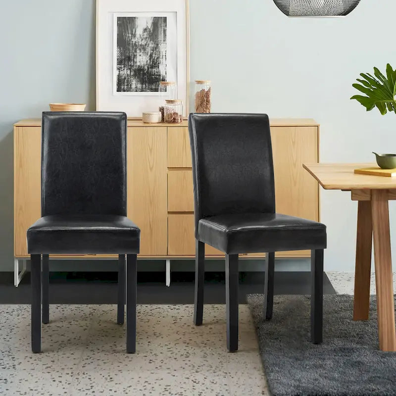 Upholstered Parsons Dining Chair with Solid Wood Legs, Grey or Black