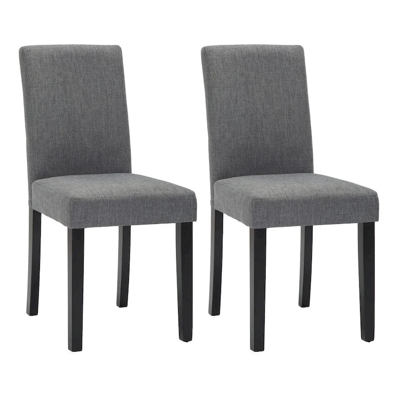 Upholstered Parsons Dining Chair with Solid Wood Legs, Grey or Black