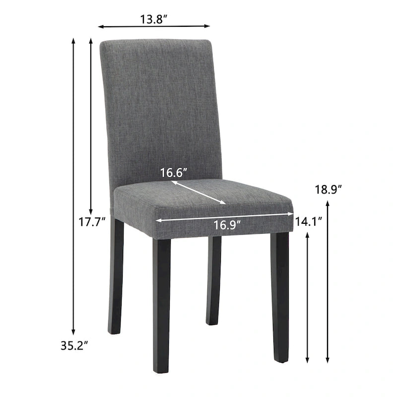 Upholstered Parsons Dining Chair with Solid Wood Legs, Grey or Black