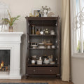 Tall Glass Door Display Cabinet with Shelves and Drawer