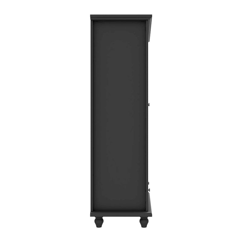 Tall Glass Door Display Cabinet with Shelves and Drawer