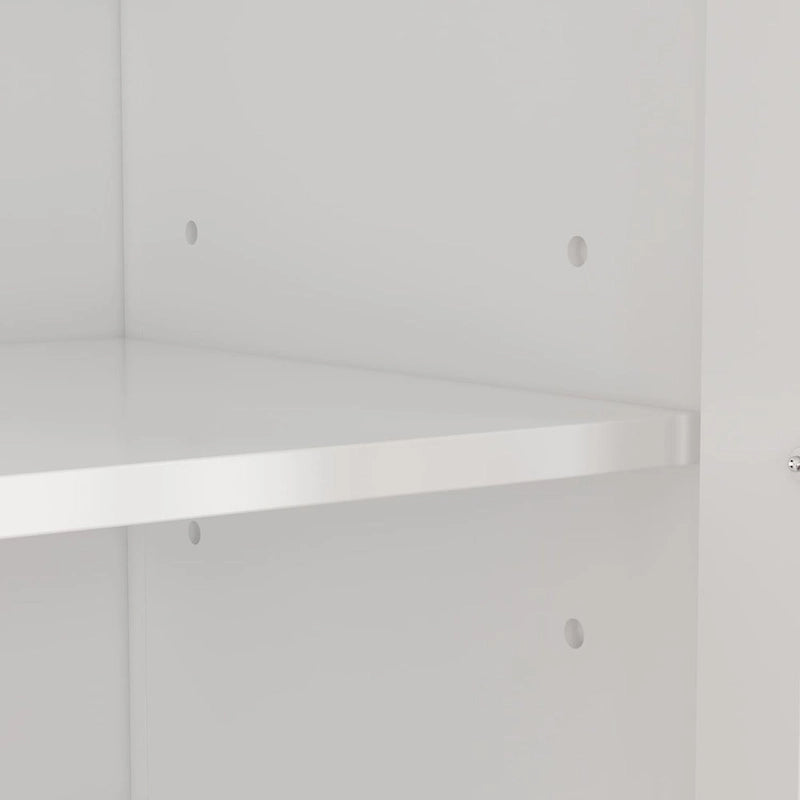 Tall Glass Door Display Cabinet with Shelves and Drawer