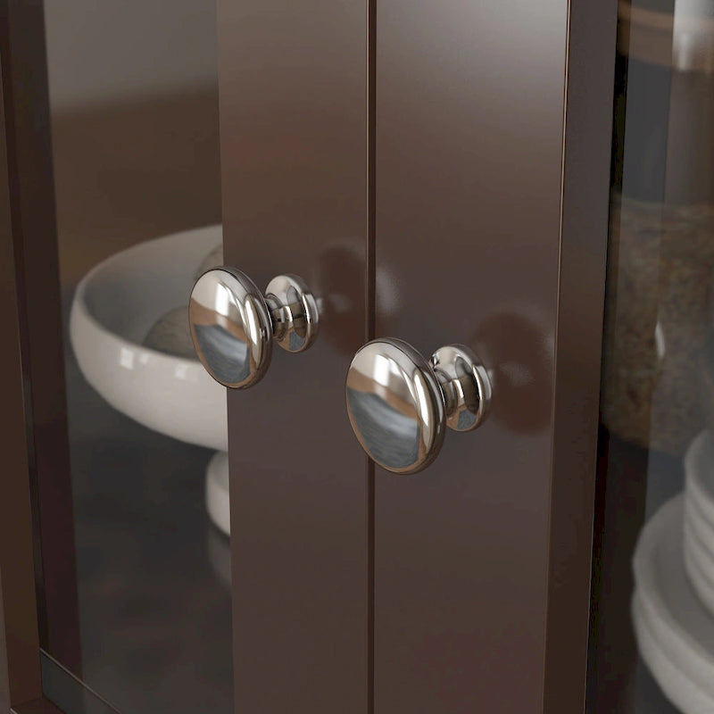 Tall Glass Door Display Cabinet with Shelves and Drawer