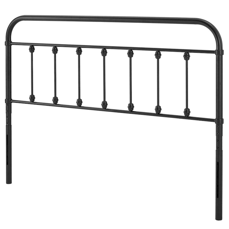 Classic Black Metal Spindle Headboard with Rounded Castings Powder-Coated Finish