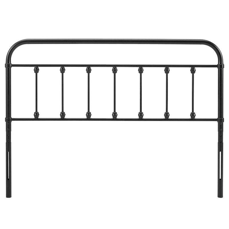Classic Black Metal Spindle Headboard with Rounded Castings Powder-Coated Finish