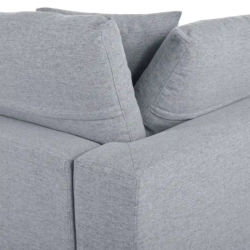 Large Sectional Sofa with Chaise Removable Cushions Polyester Grey Beige
