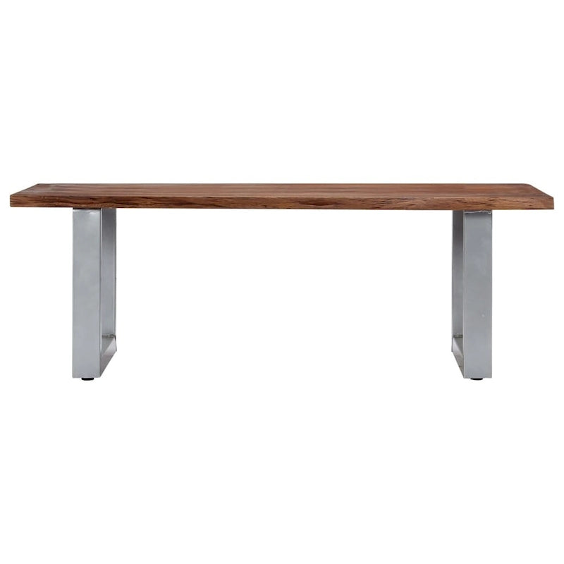 Live Edge Acacia Wood Coffee Table Brown Silver Industrial Style