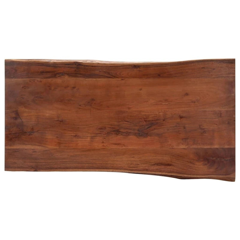 Live Edge Acacia Wood Coffee Table Brown Silver Industrial Style