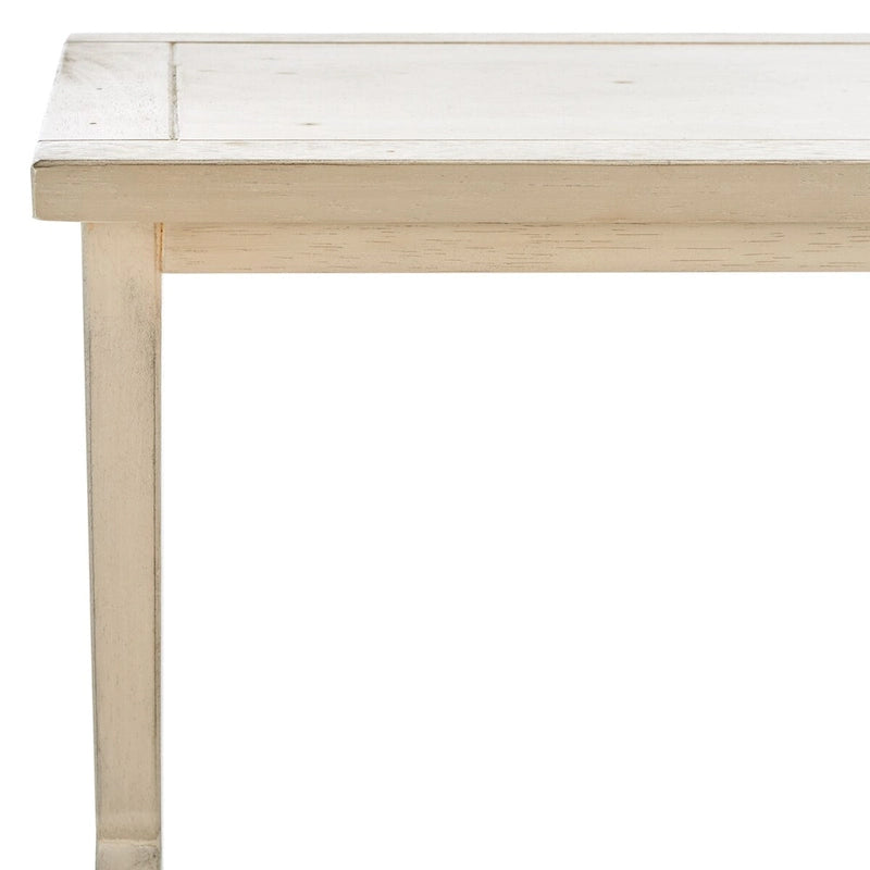 Antiqued White Birch Solid Wood Stacking Tray Side Table Cross Leg