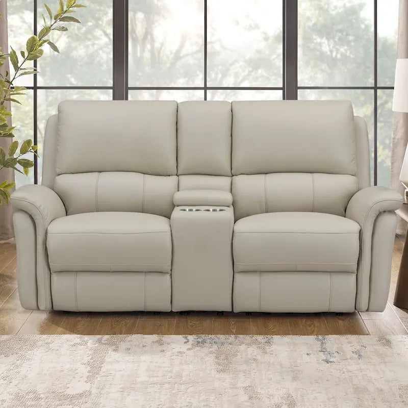Top Grain Leather Power Zero Gravity Reclining Loveseat with Adjustable Headrest