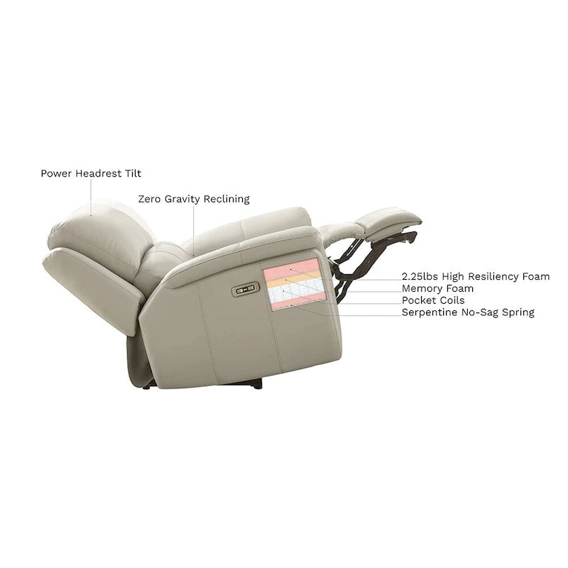 Top Grain Leather Power Zero Gravity Reclining Loveseat with Adjustable Headrest