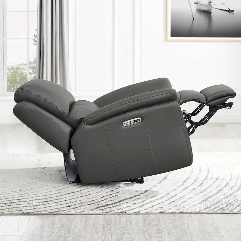 Top Grain Leather Power Zero Gravity Reclining Loveseat with Adjustable Headrest