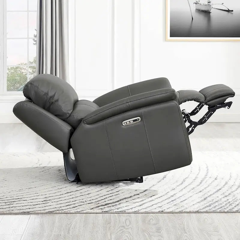 Top Grain Leather Power Zero Gravity Reclining Loveseat with Adjustable Headrest