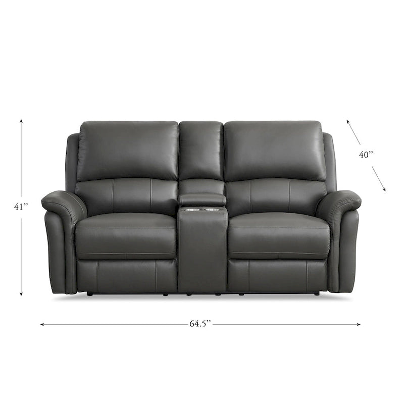 Top Grain Leather Power Zero Gravity Reclining Loveseat with Adjustable Headrest