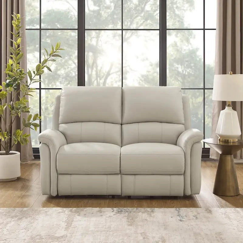 Top Grain Leather Power Zero Gravity Reclining Loveseat with Adjustable Headrest