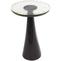 Modern Geometric Cone Base Round Glass Top Accent Side Table Black Gold