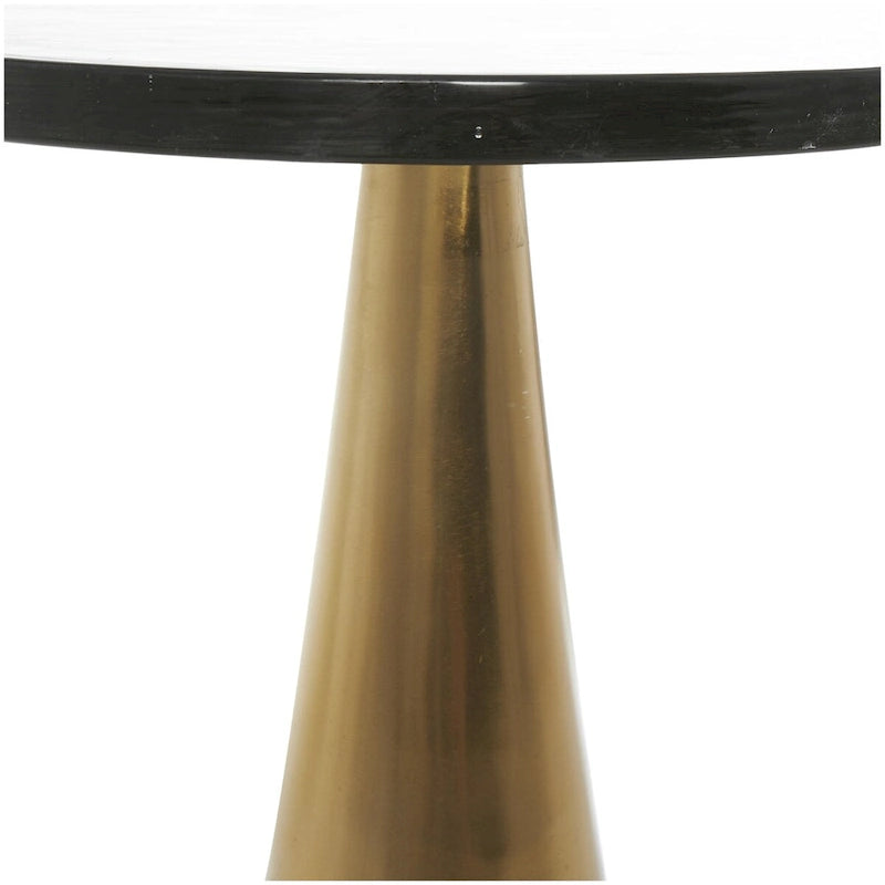 Modern Geometric Cone Base Round Glass Top Accent Side Table Black Gold