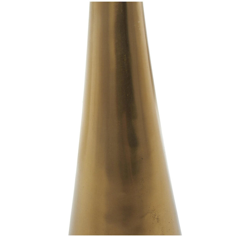 Modern Geometric Cone Base Round Glass Top Accent Side Table Black Gold