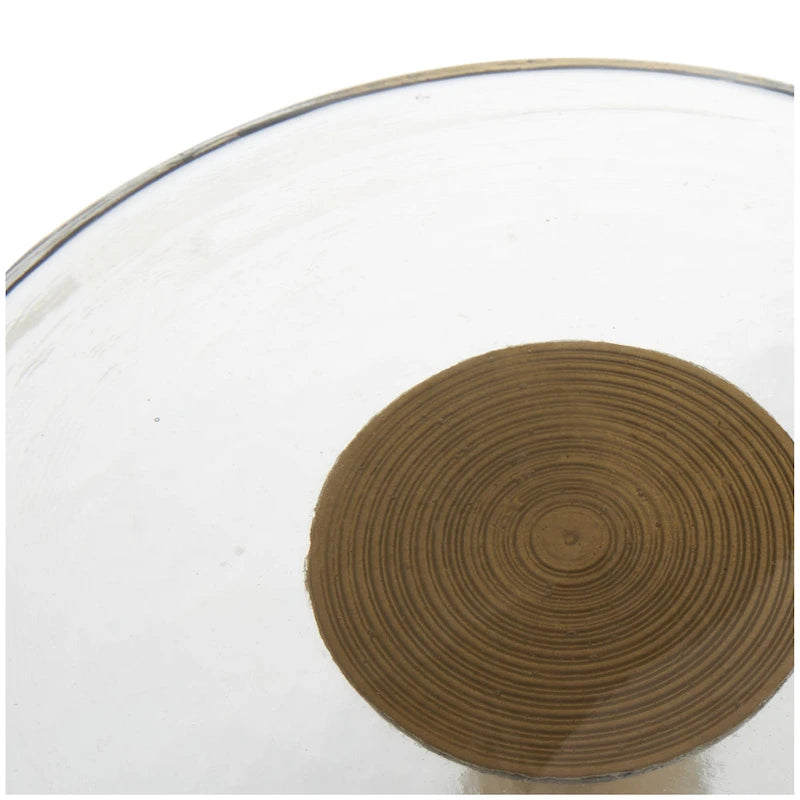 Modern Geometric Cone Base Round Glass Top Accent Side Table Black Gold