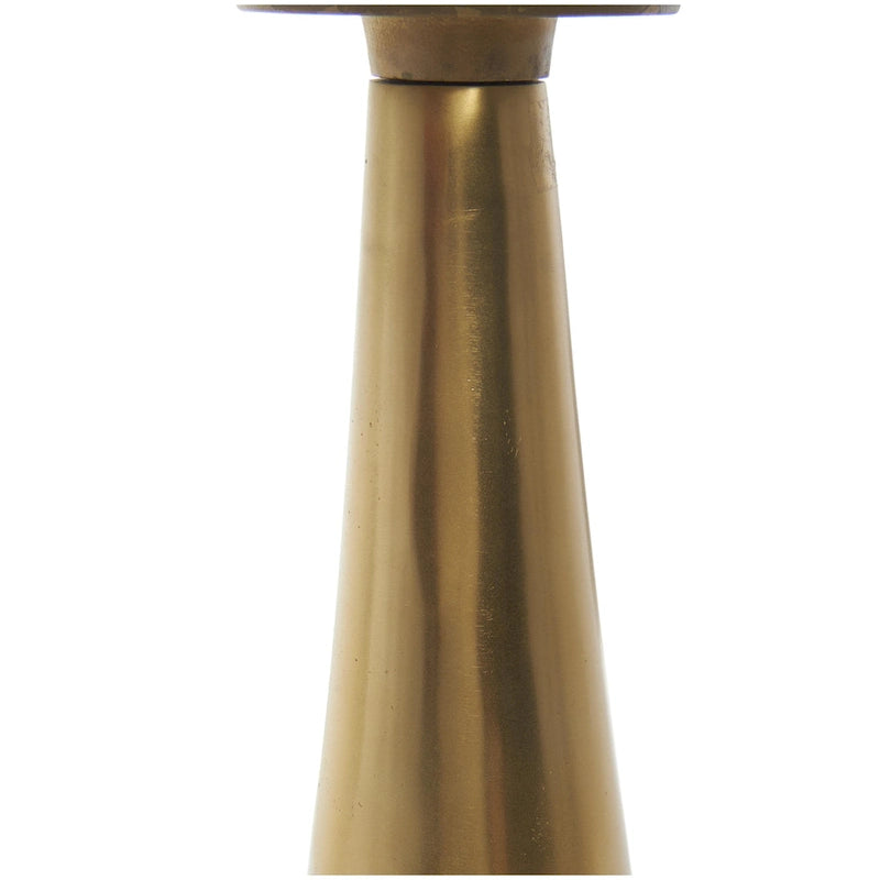 Modern Geometric Cone Base Round Glass Top Accent Side Table Black Gold