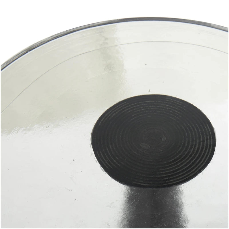 Modern Geometric Cone Base Round Glass Top Accent Side Table Black Gold